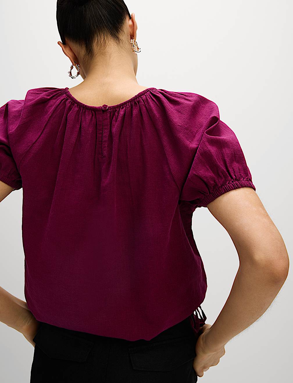 Linen Rich Drawstring T-Shirt