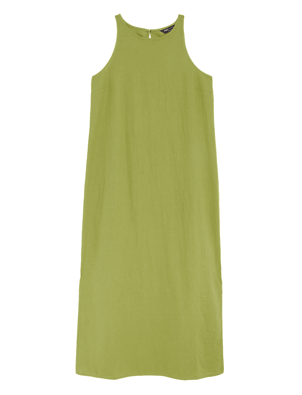 Linen Rich High Neck Midi Slip Dress