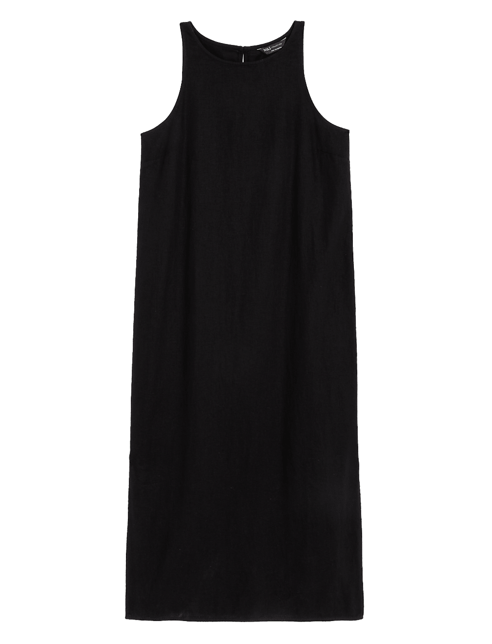 Linen Rich High Neck Midi Slip Dress