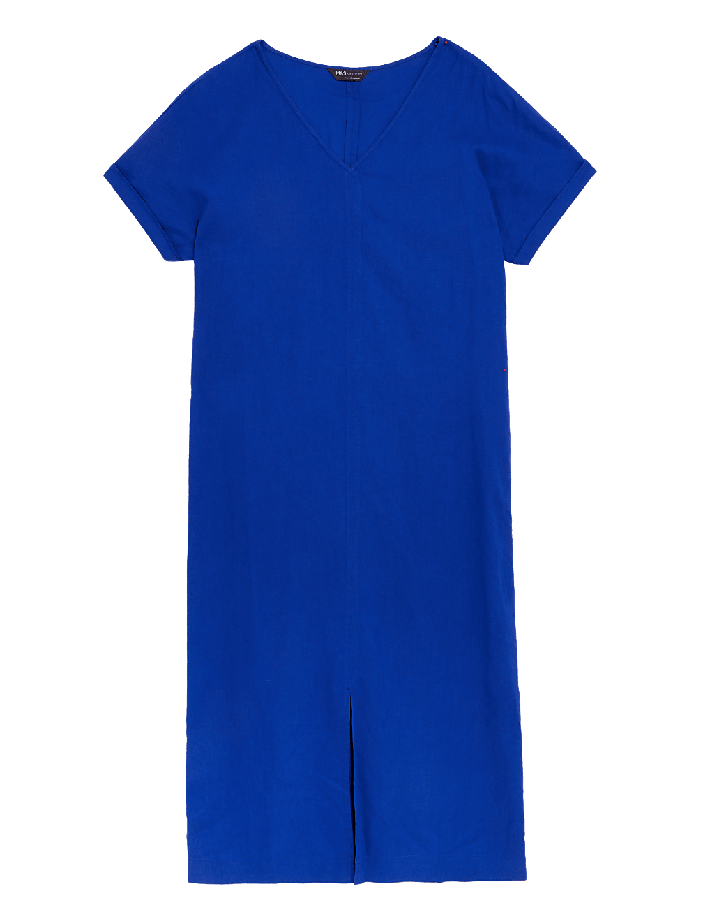 Linen Rich V-Neck Midi T-Shirt Dress