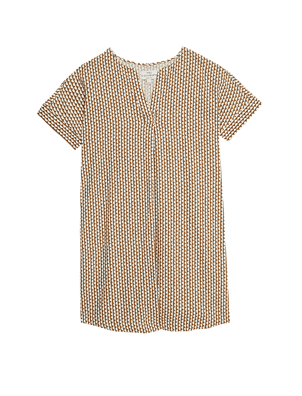 Linen Rich Printed V-Neck Shift Dress