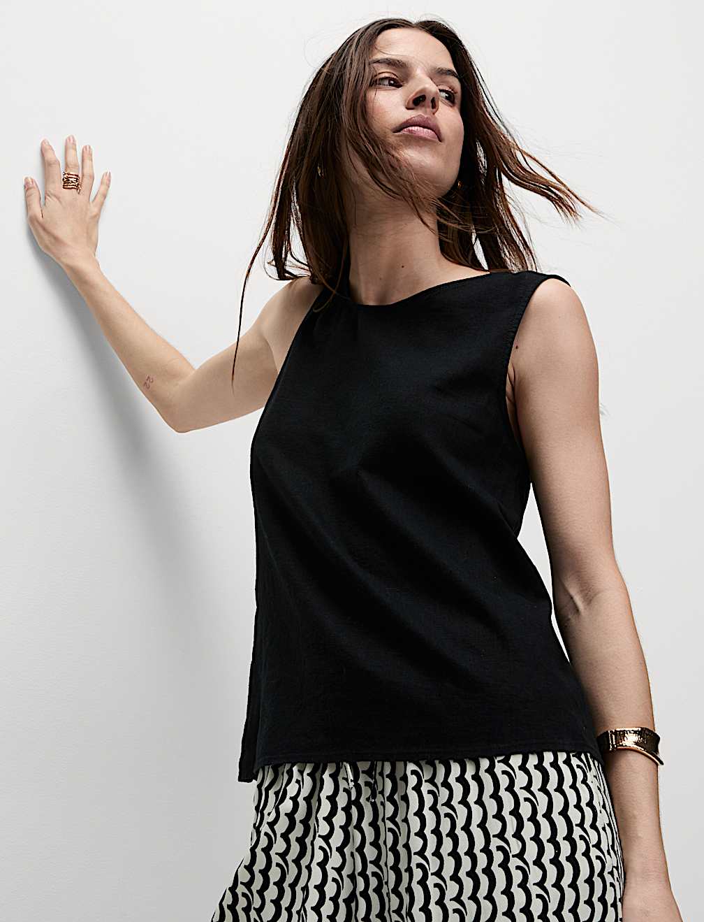 Linen Rich Cross Back Tank Top
