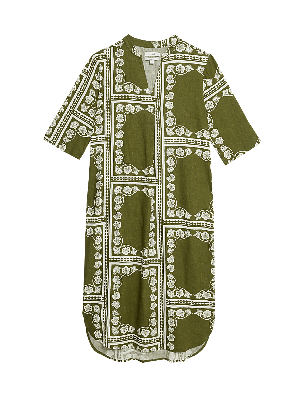 Linen Rich Printed V-Neck Tunic