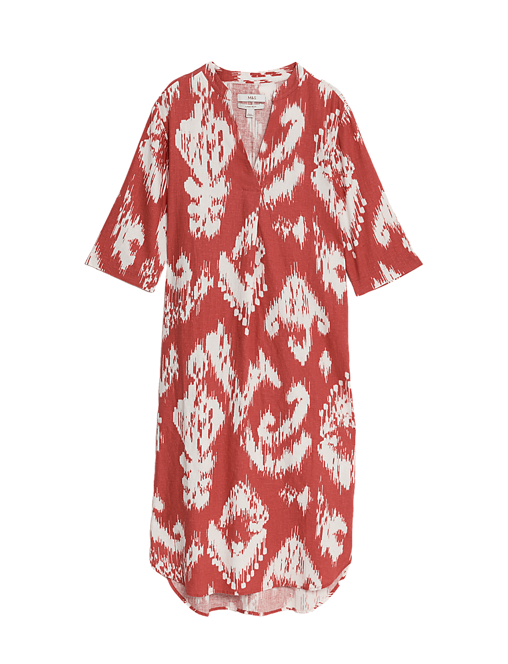 Linen Rich Printed V-Neck Tunic