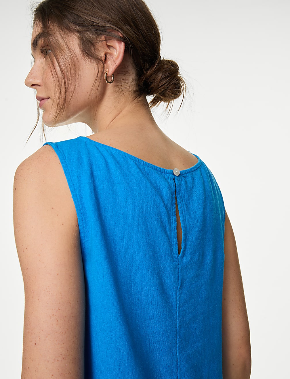 Linen Rich Knee Length Shift Dress