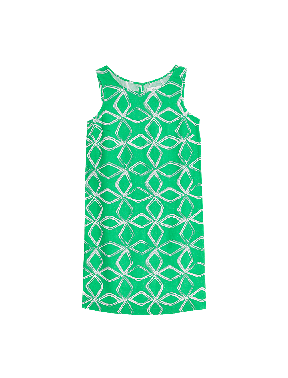 Linen Rich Printed Round Neck Shift Dress