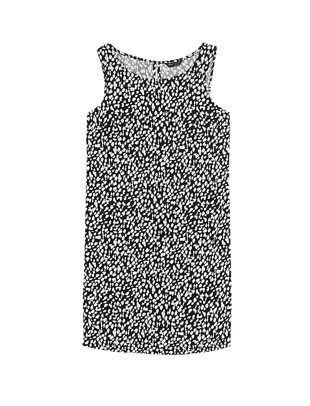 Linen Rich Printed Round Neck Shift Dress