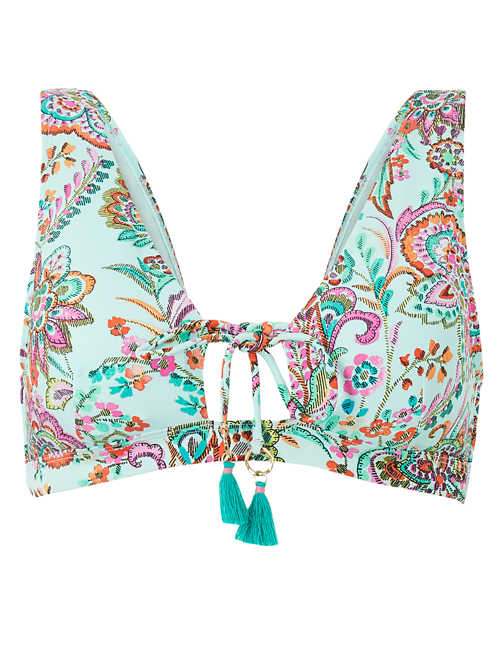 Paisley Print Plunge Bikini Top