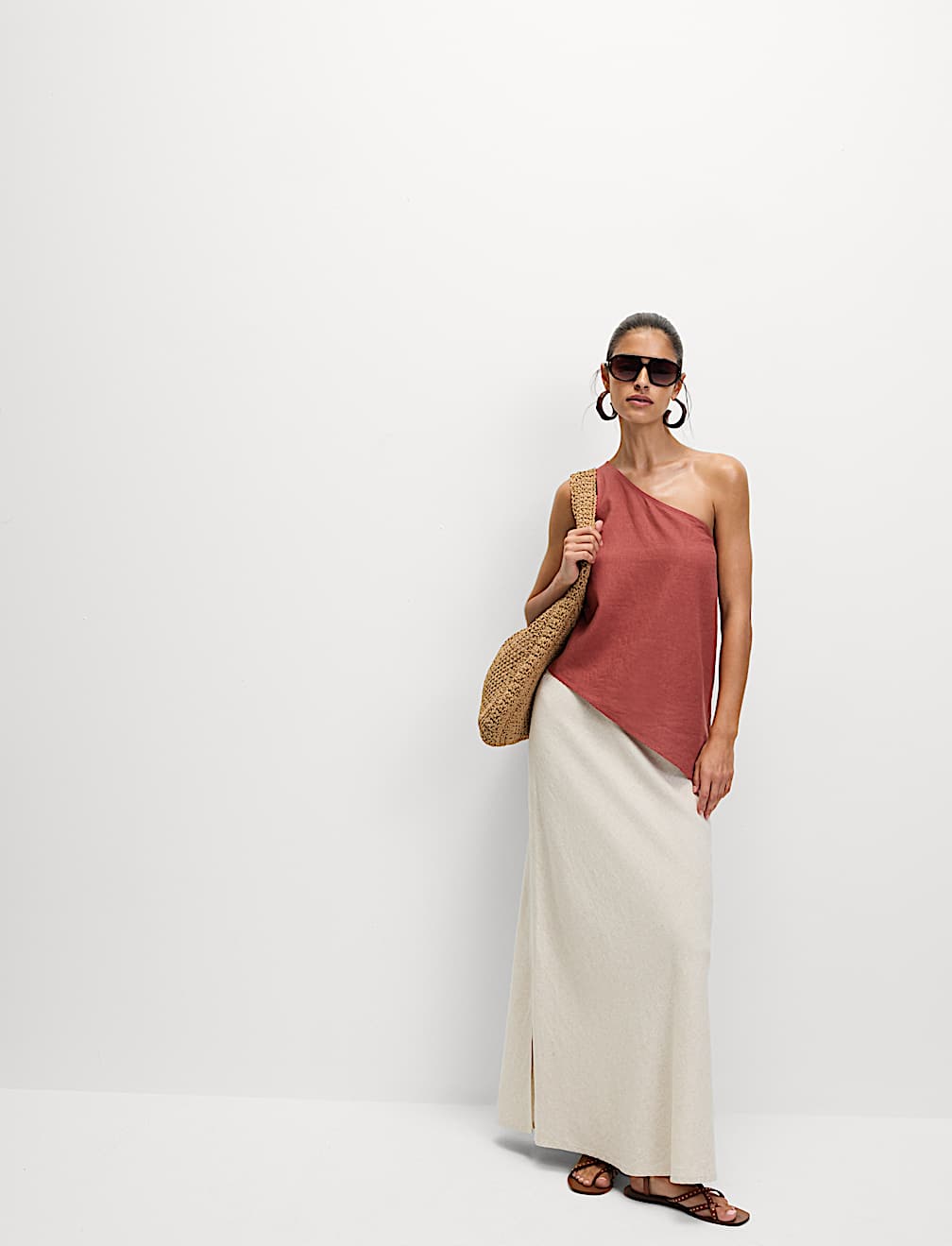 Linen Rich One Shoulder Top
