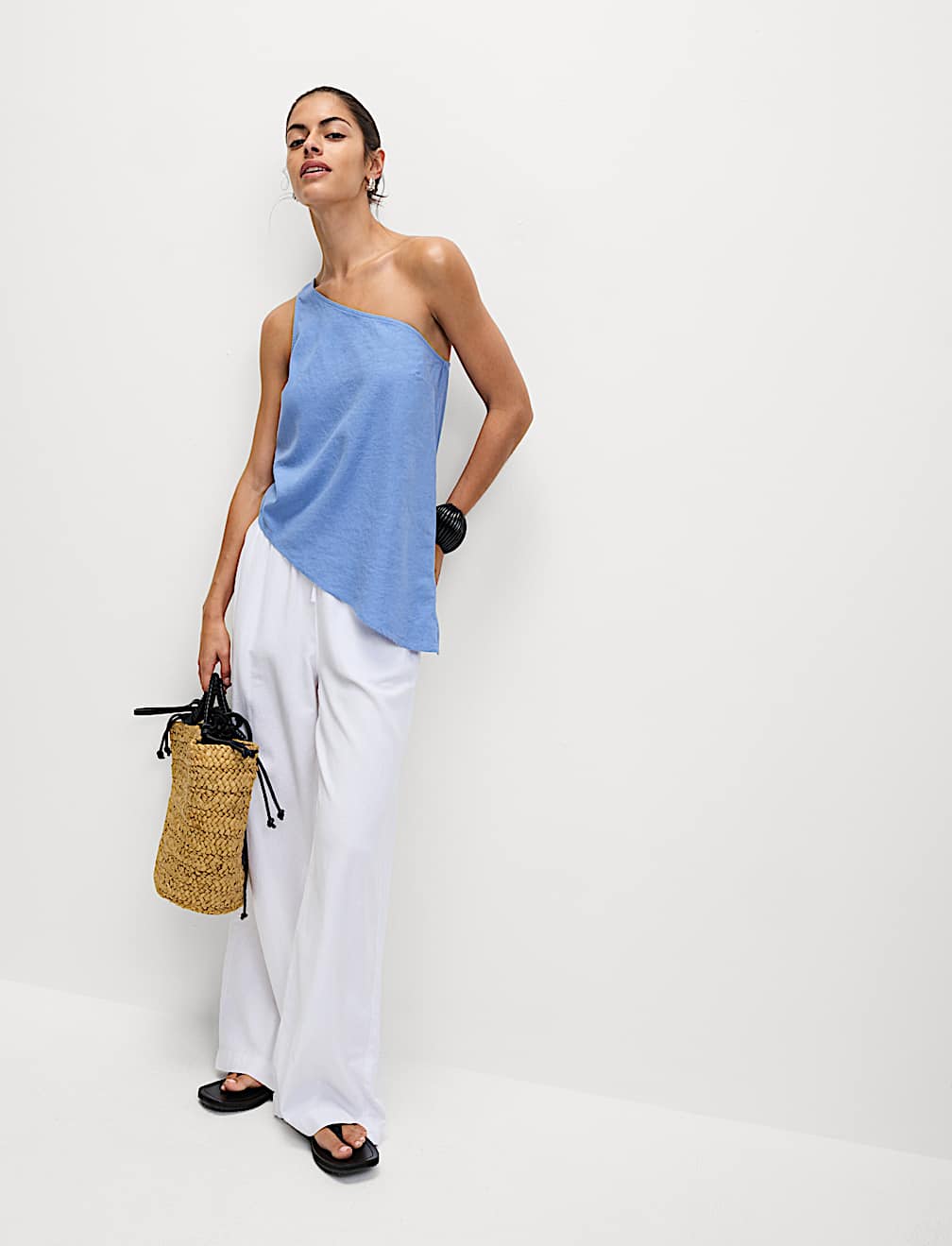 Linen Rich One Shoulder Top
