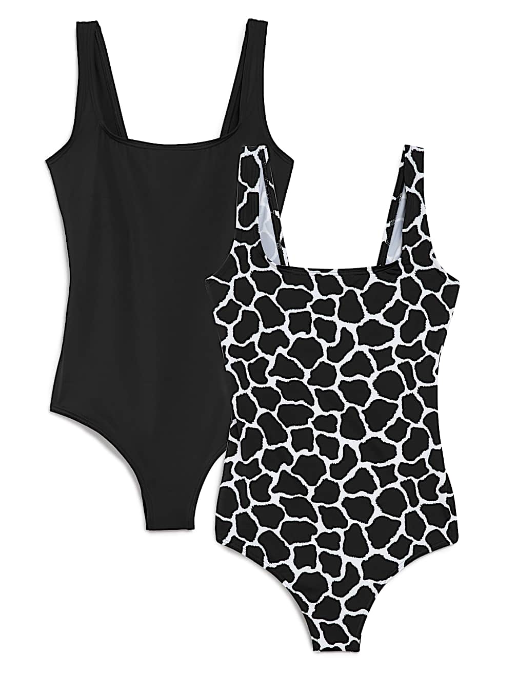 2 Pack Printed Scoop Neck Swimsuits