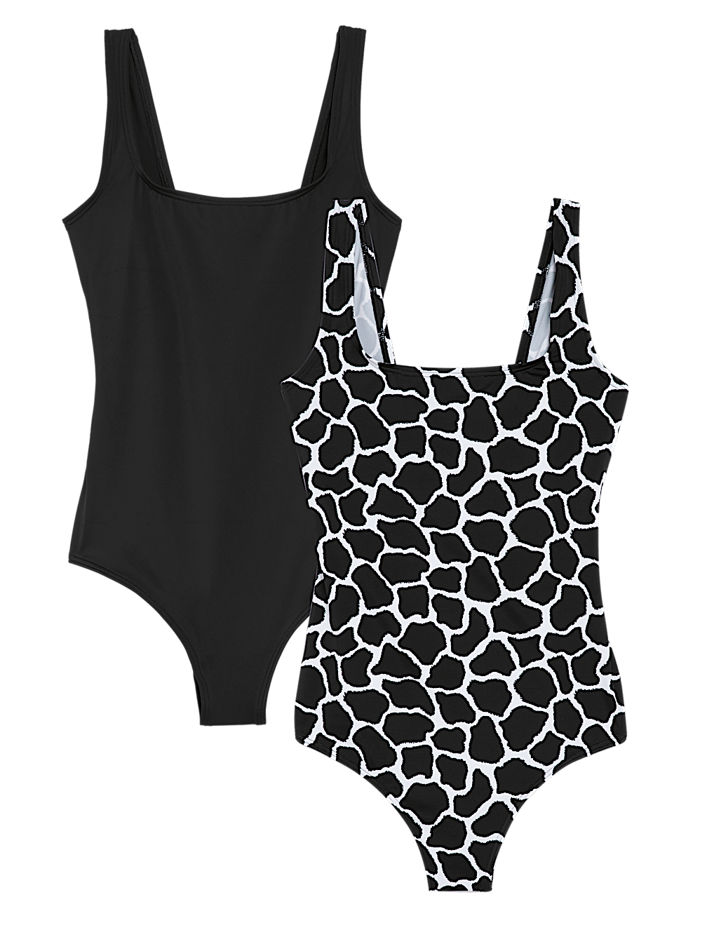 2 Pack Printed Scoop Neck Swimsuits