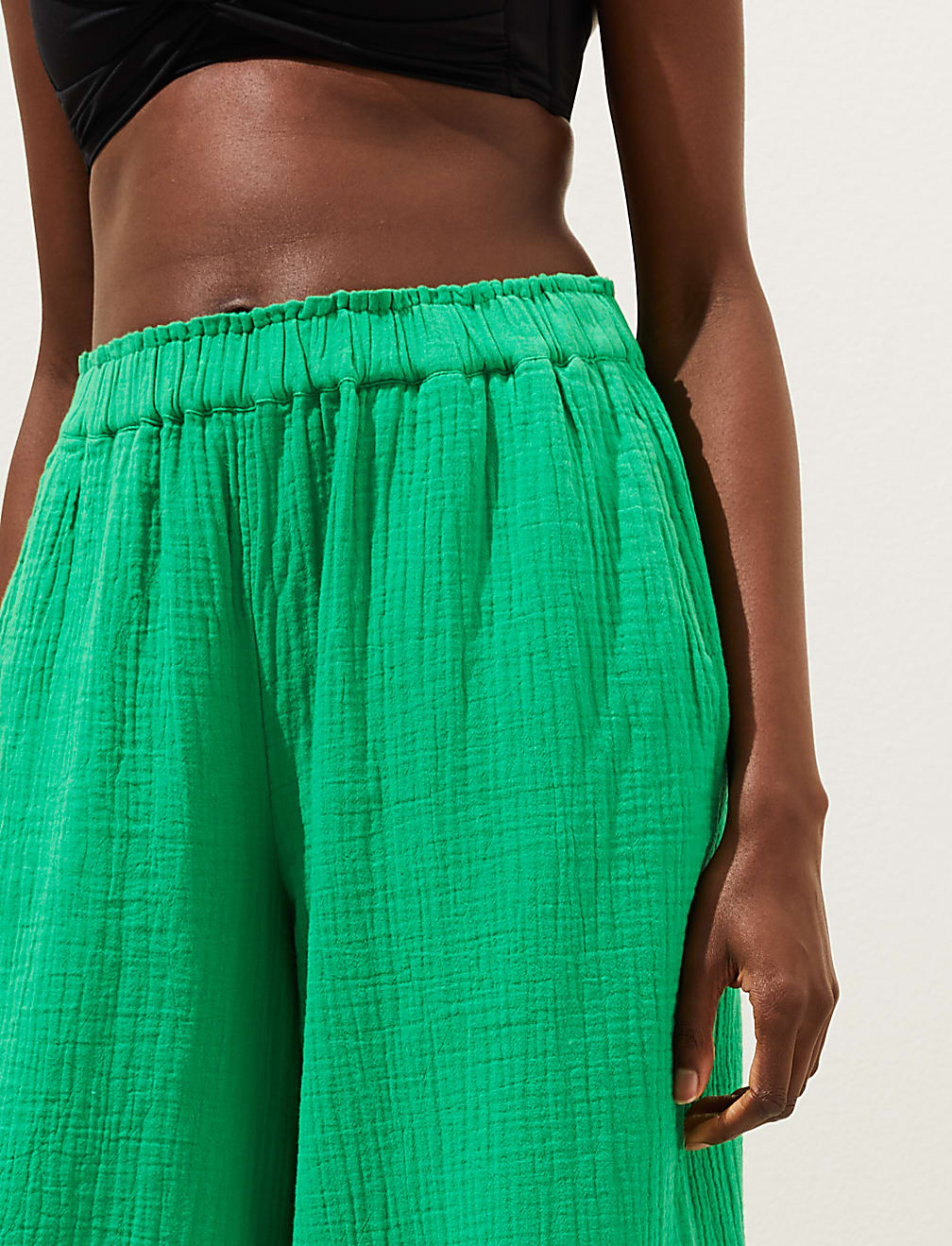 Pure Cotton Wide Leg Trousers