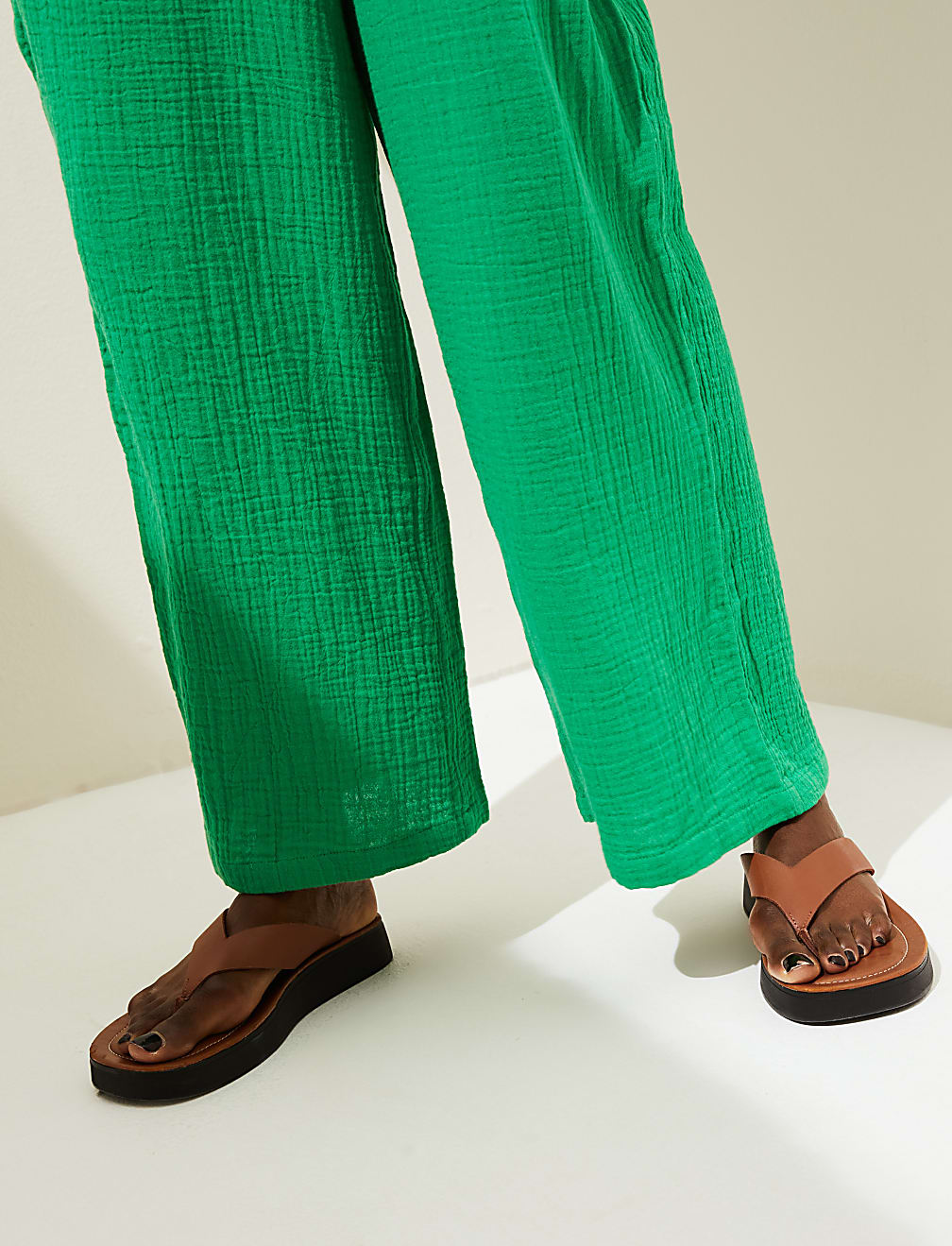 Pure Cotton Wide Leg Trousers