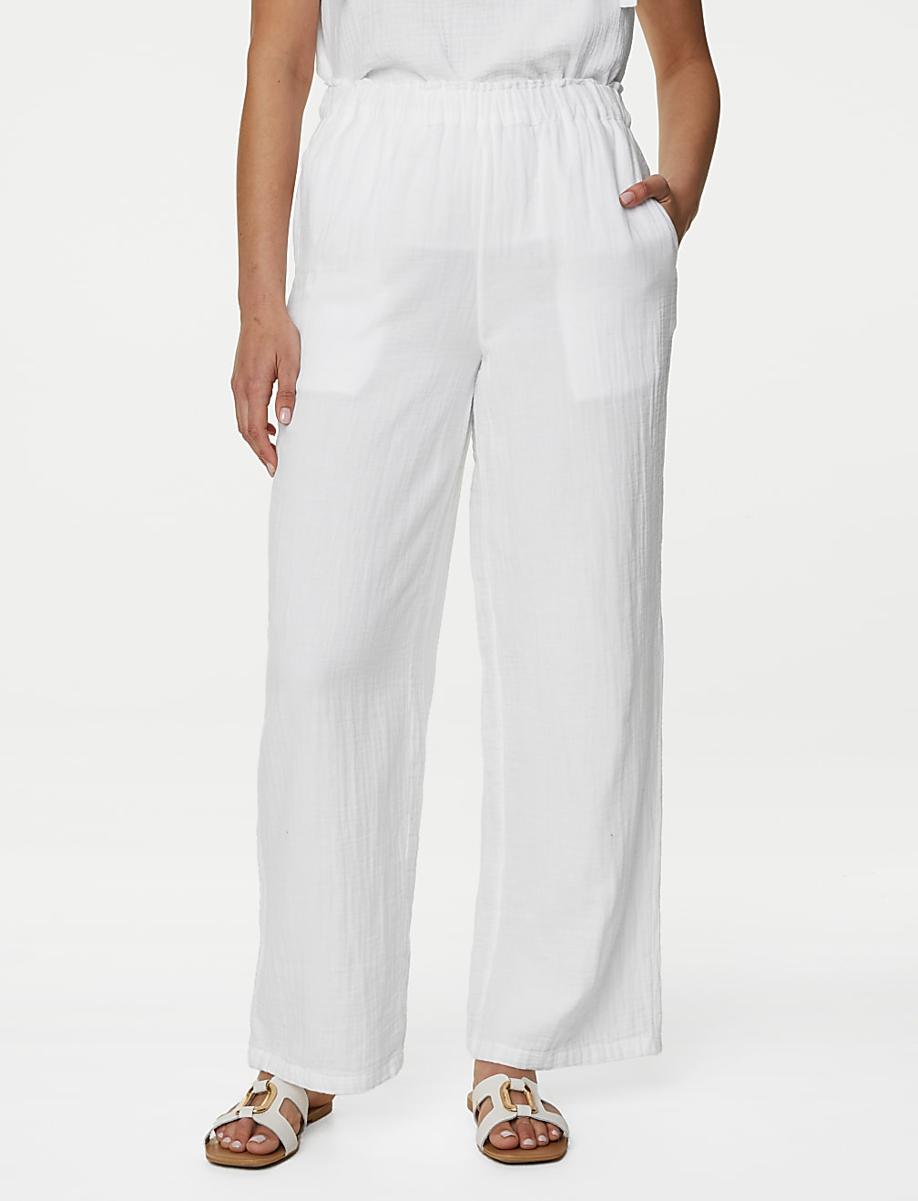 Pure Cotton Wide Leg Trousers