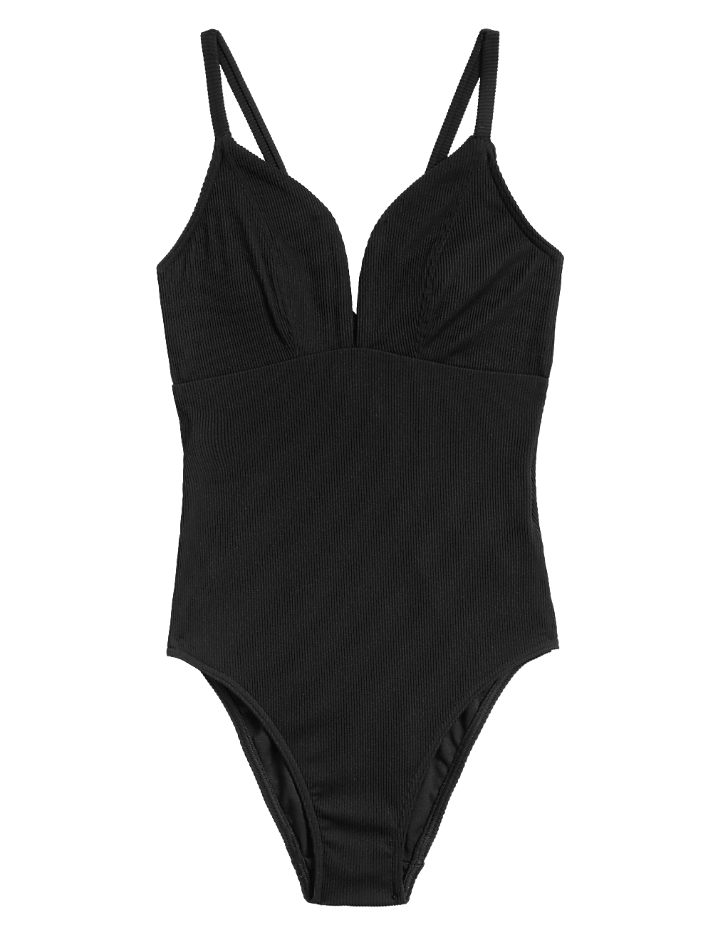 Ribbed Tie Detail Plunge Swimsuit