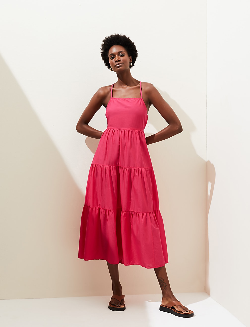 Pure Cotton Square Neck Midaxi Beach Dress
