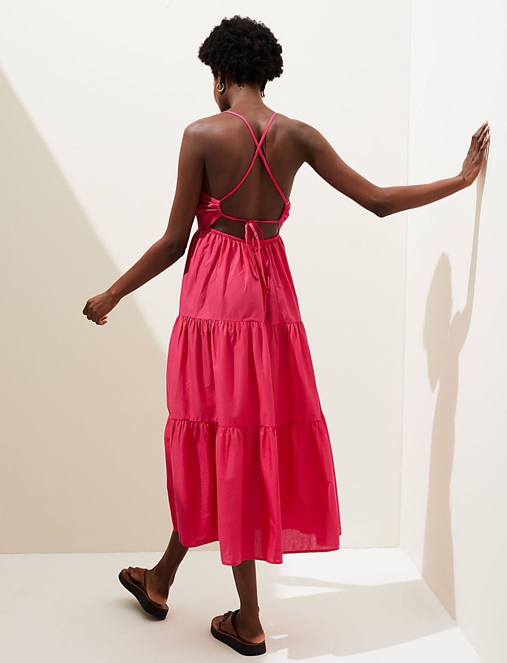 Pure Cotton Square Neck Midaxi Beach Dress