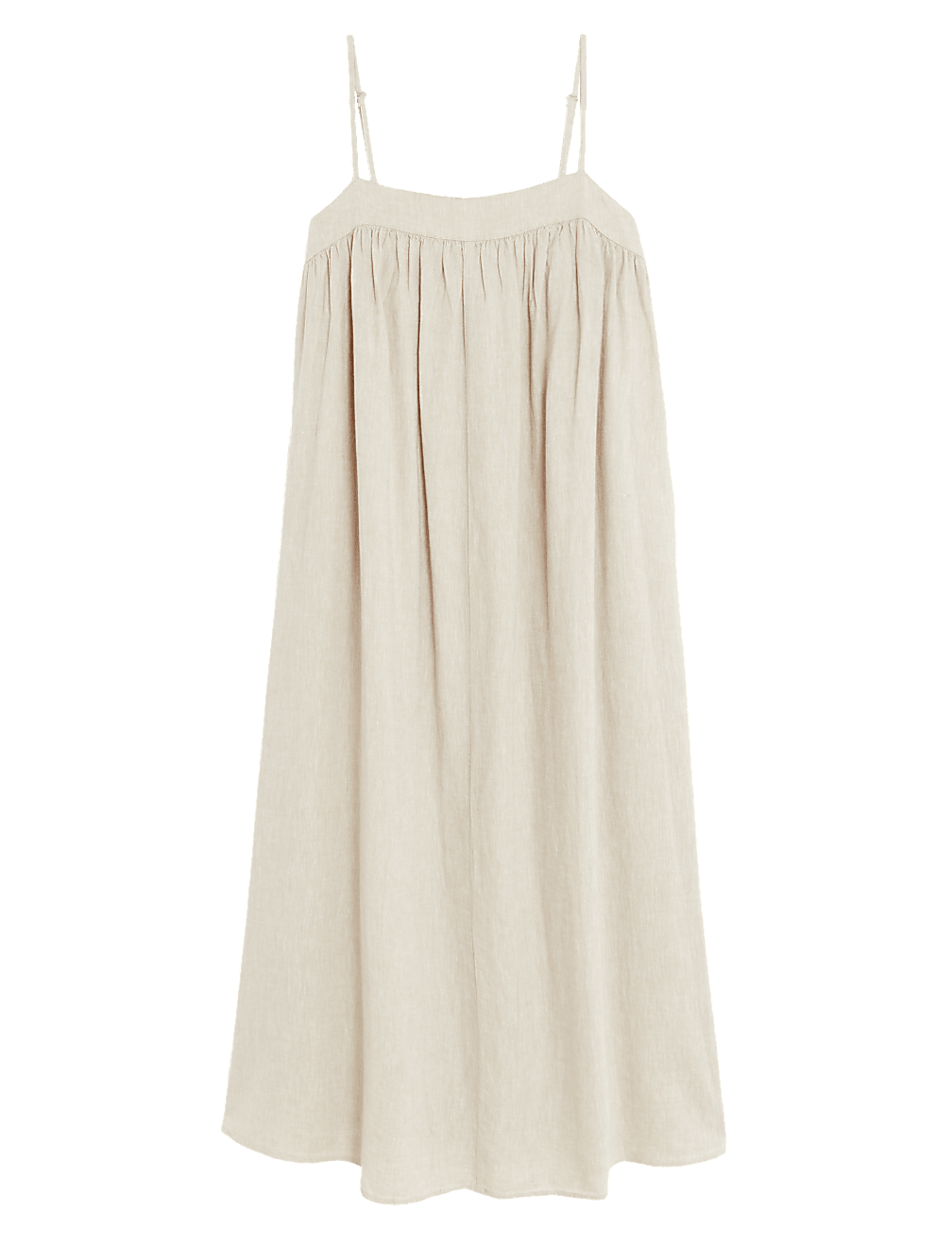 Linen Rich Square Neck Midi Cami Dress