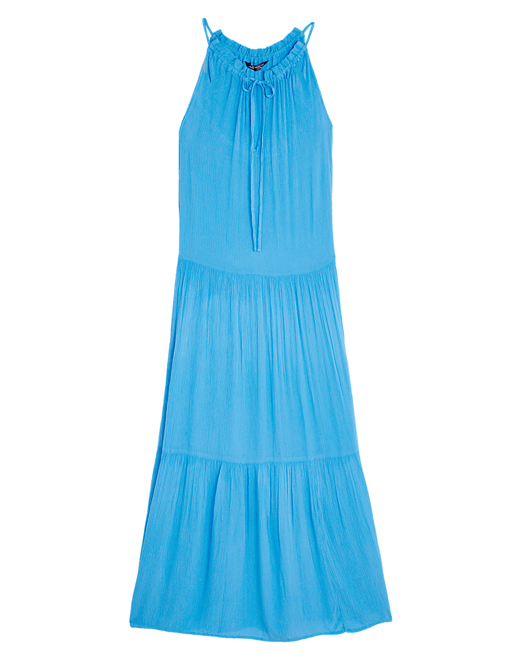 High Neck Midaxi Tiered Beach Dress