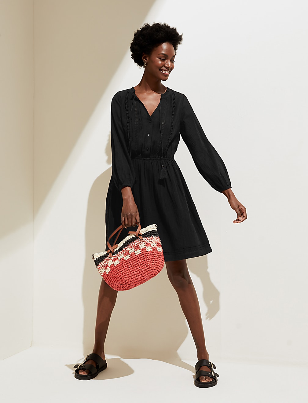Pure Cotton Embroidered Mini Beach Dress