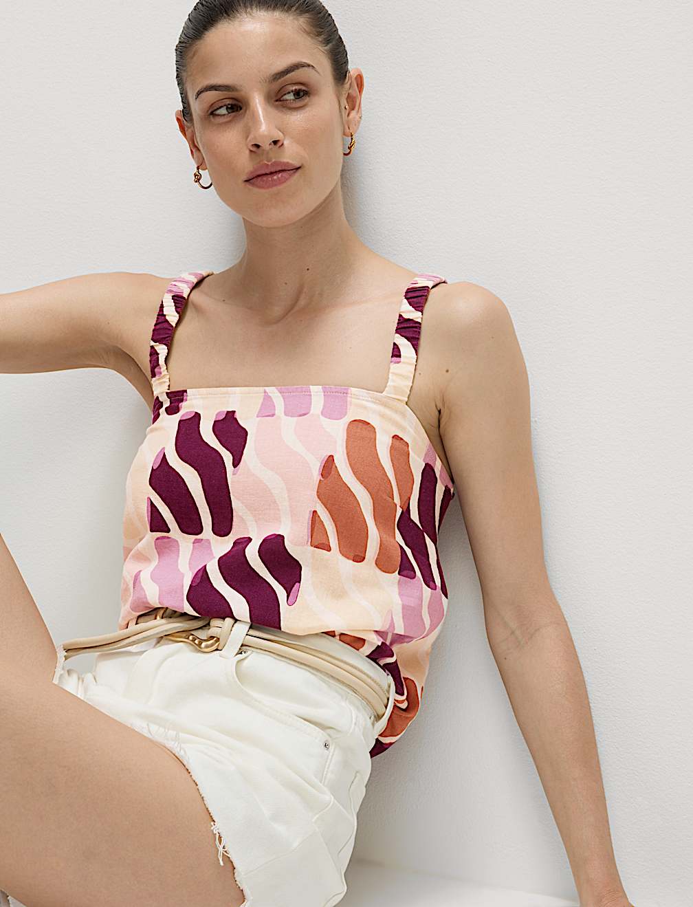 Linen Rich Printed Cami Top