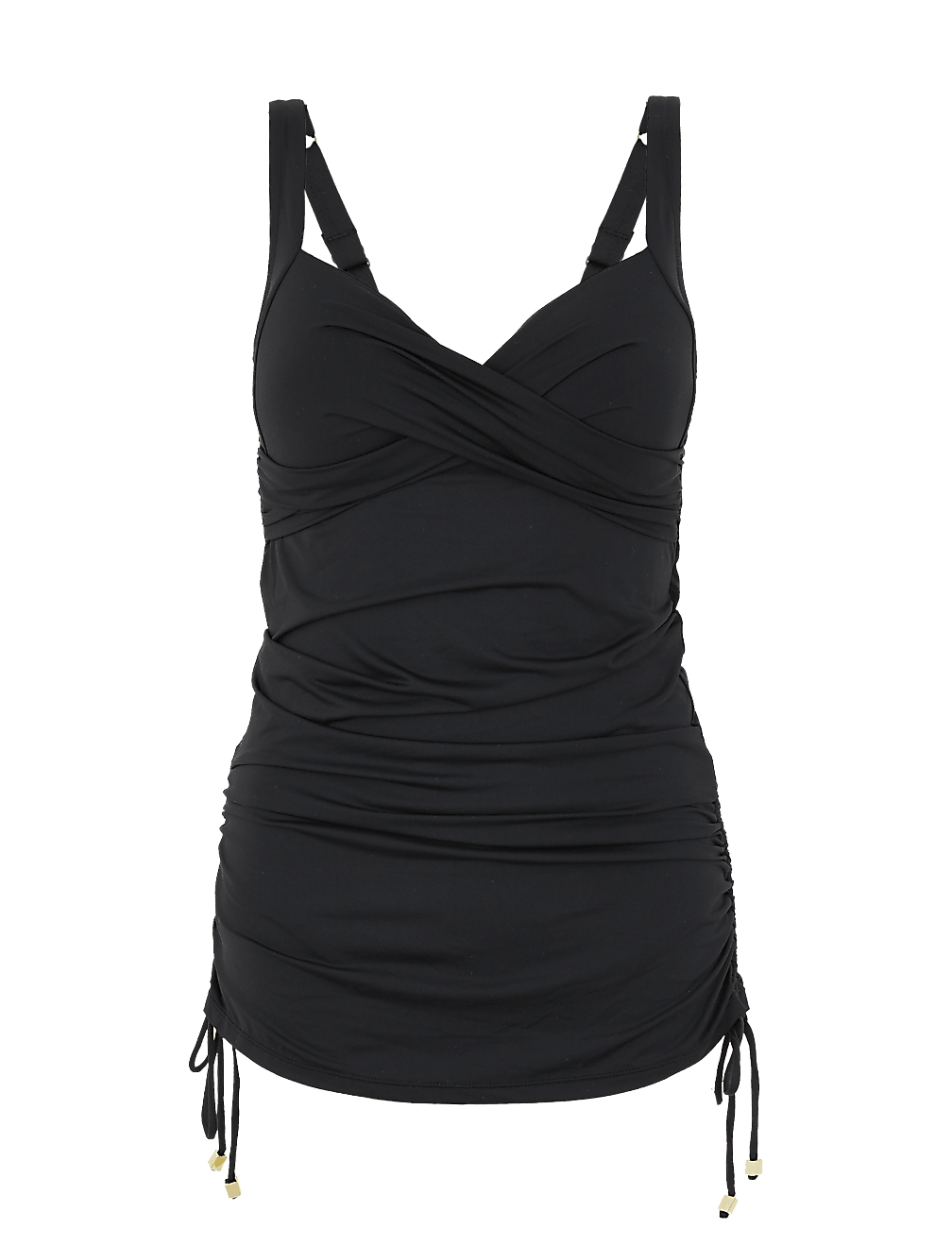 Tummy Control Wrap Skirted Plunge Swimsuit