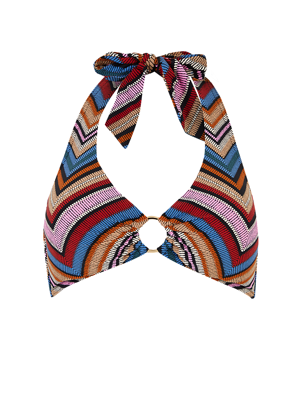 Chevron Printed Ring Detail Bikini Top