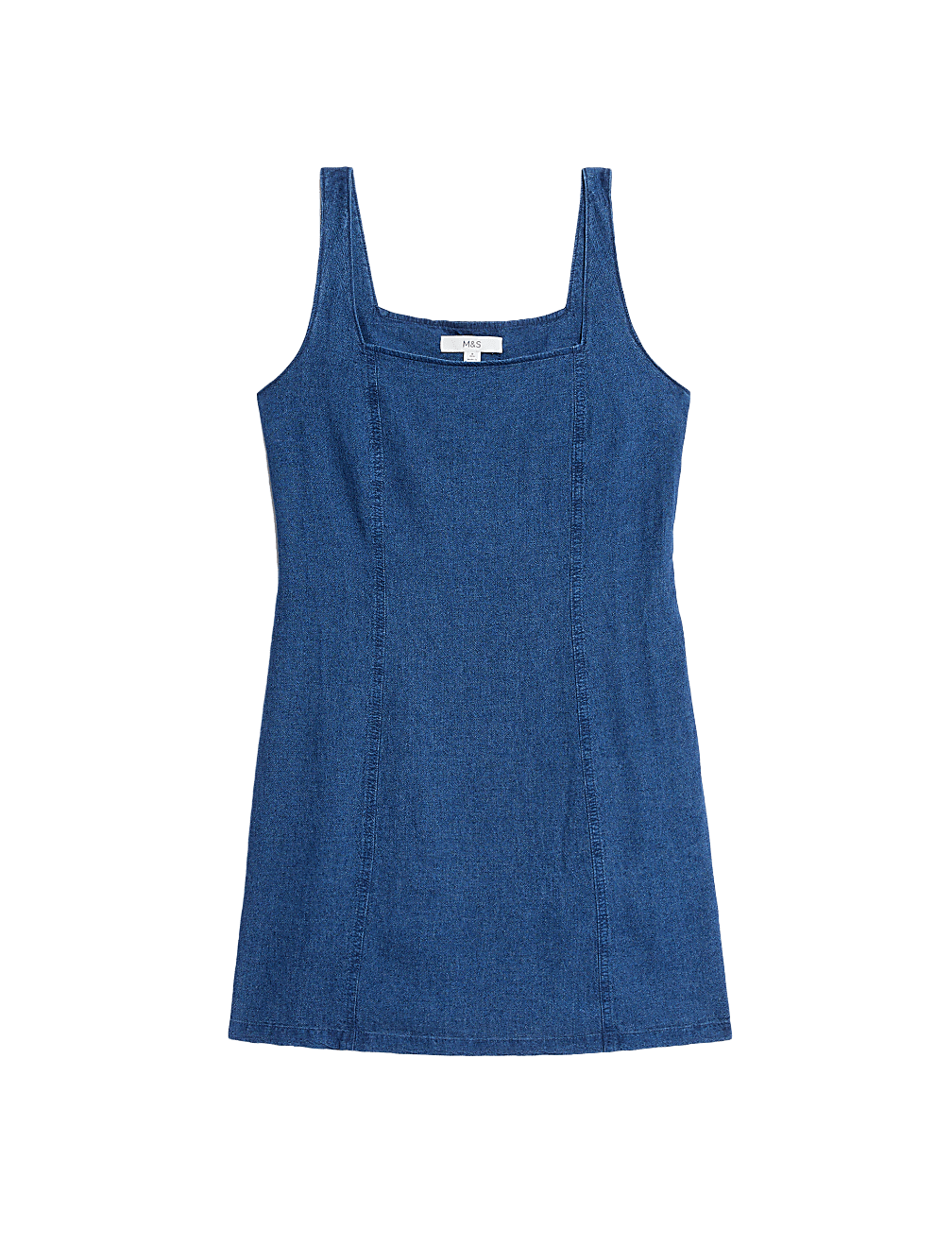 Linen Rich Square Neck Mini Shift Dress
