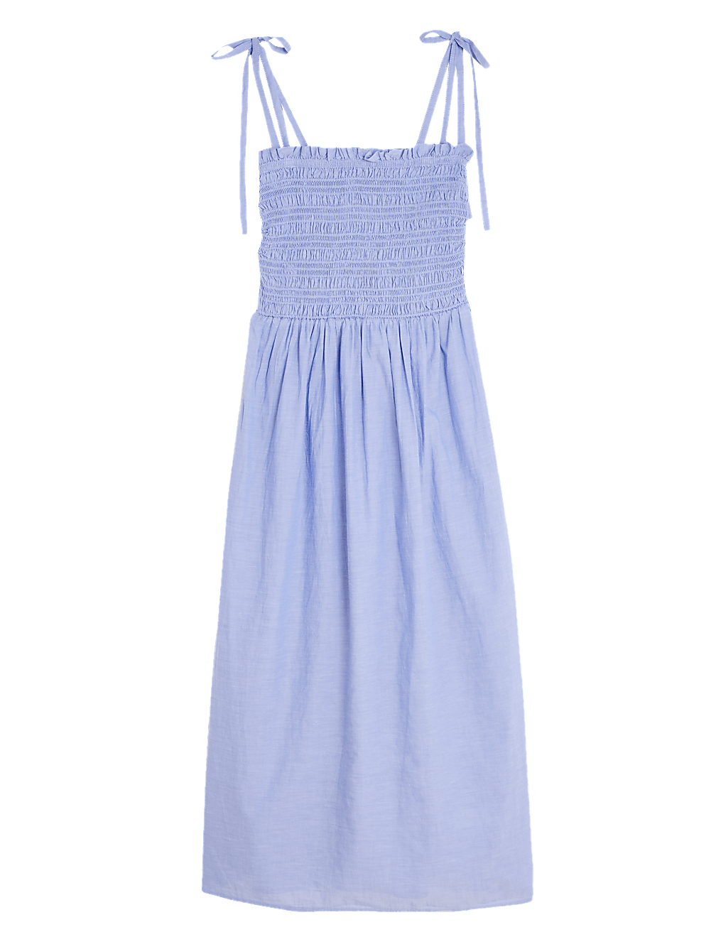 Pure Cotton Shirred Midi Beach Dress