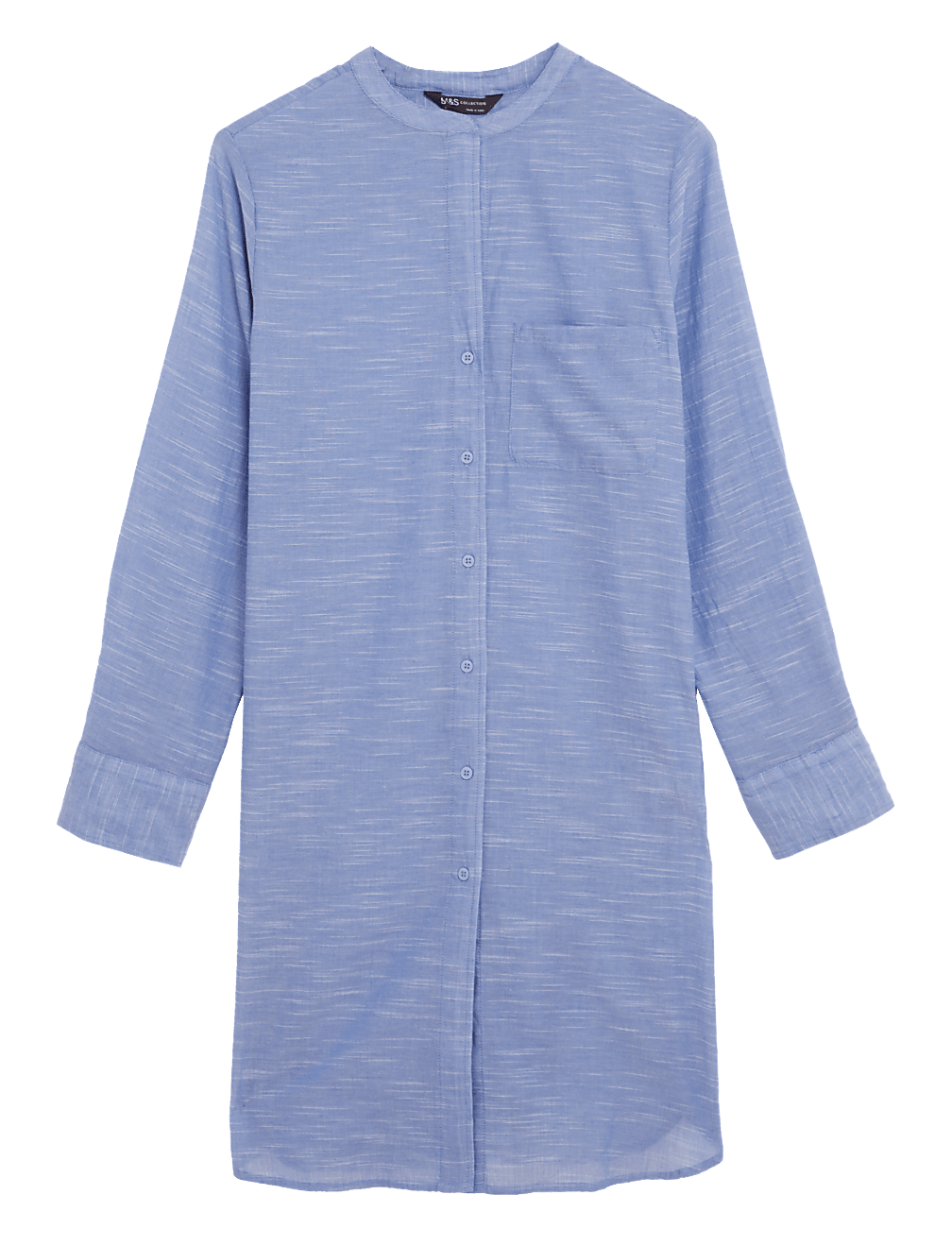 Pure Cotton Collarless Beach Cover Up Shirt