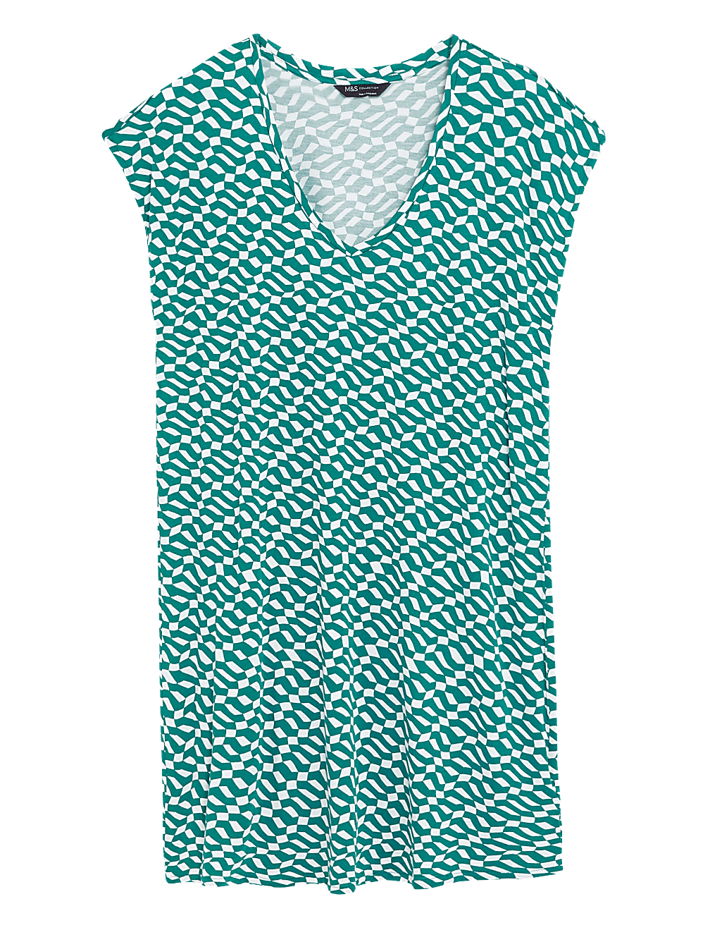 Jersey Printed V-Neck Mini T-Shirt Dress