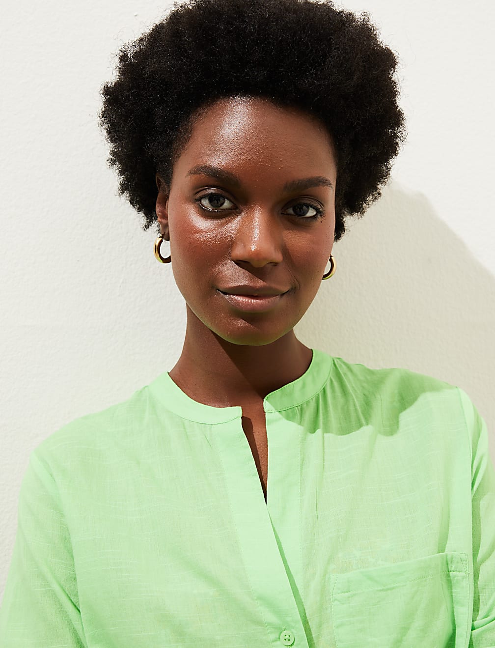 Pure Cotton Collarless Beach Cover Up Shirt