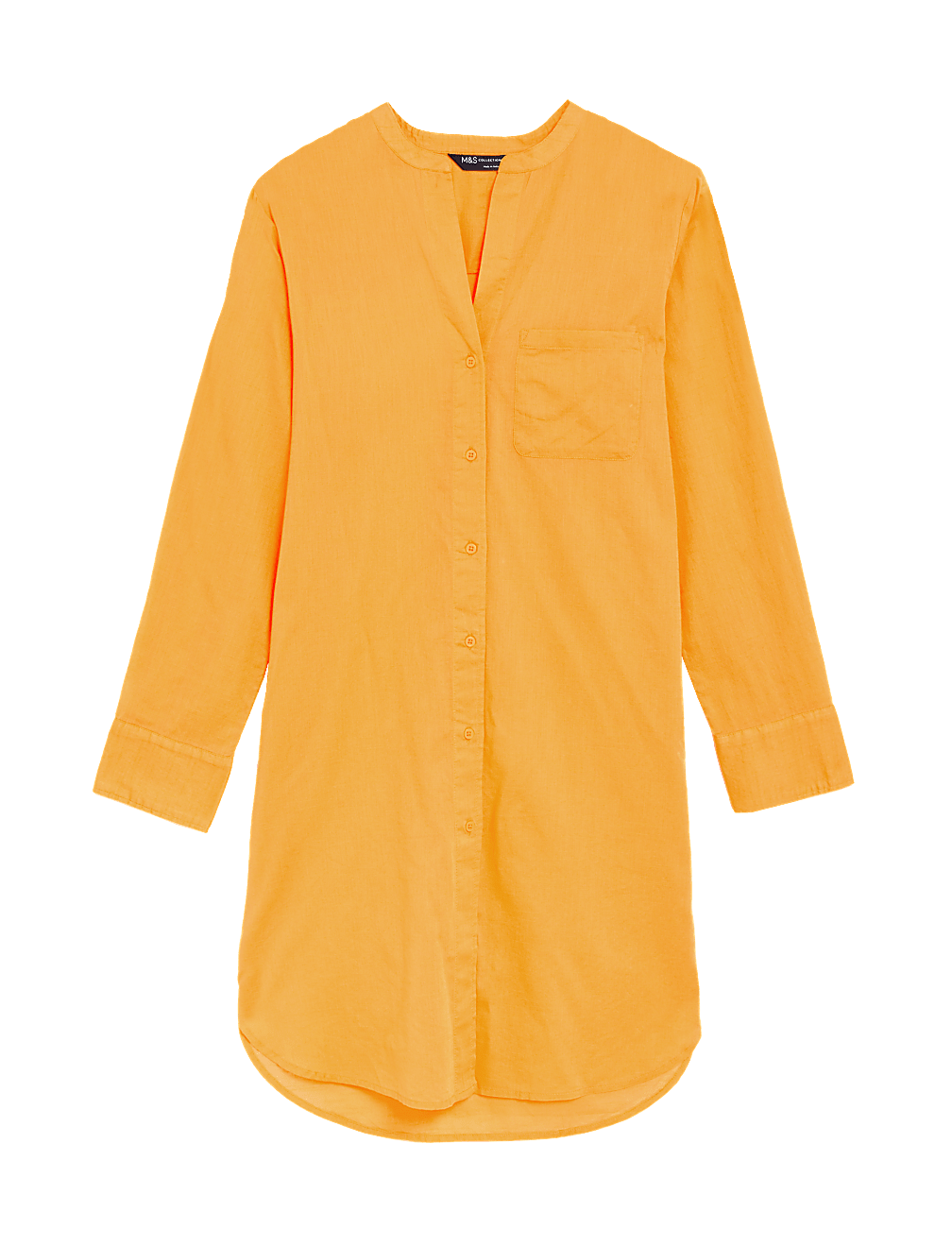 Pure Cotton Collarless Beach Cover Up Shirt