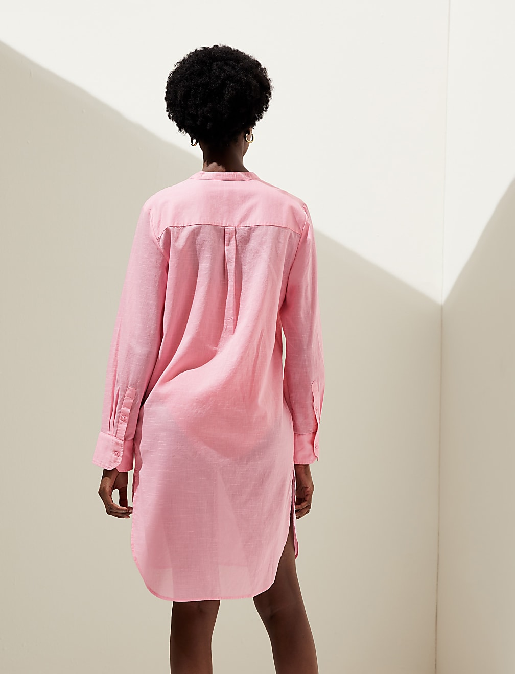 Pure Cotton Collarless Beach Cover Up Shirt