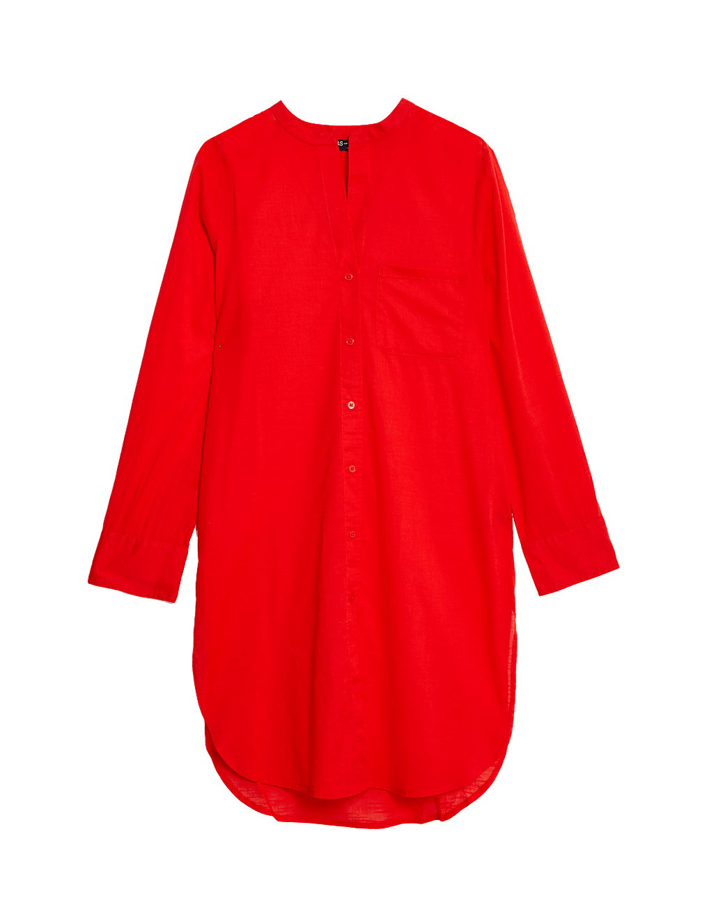 Pure Cotton Collarless Beach Cover Up Shirt