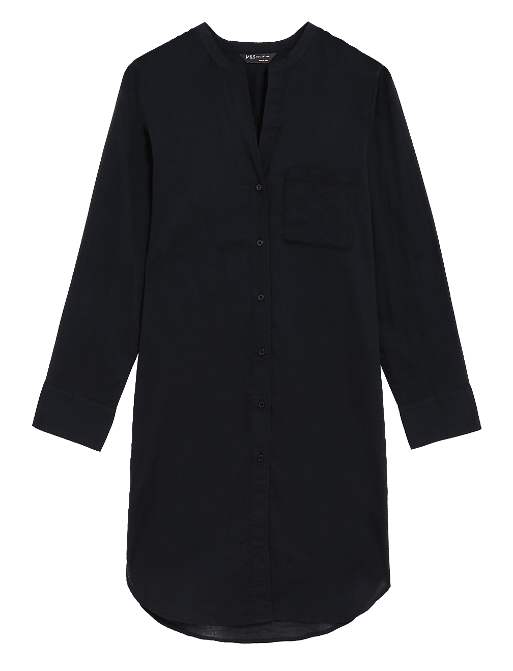 Pure Cotton Collarless Beach Cover Up Shirt