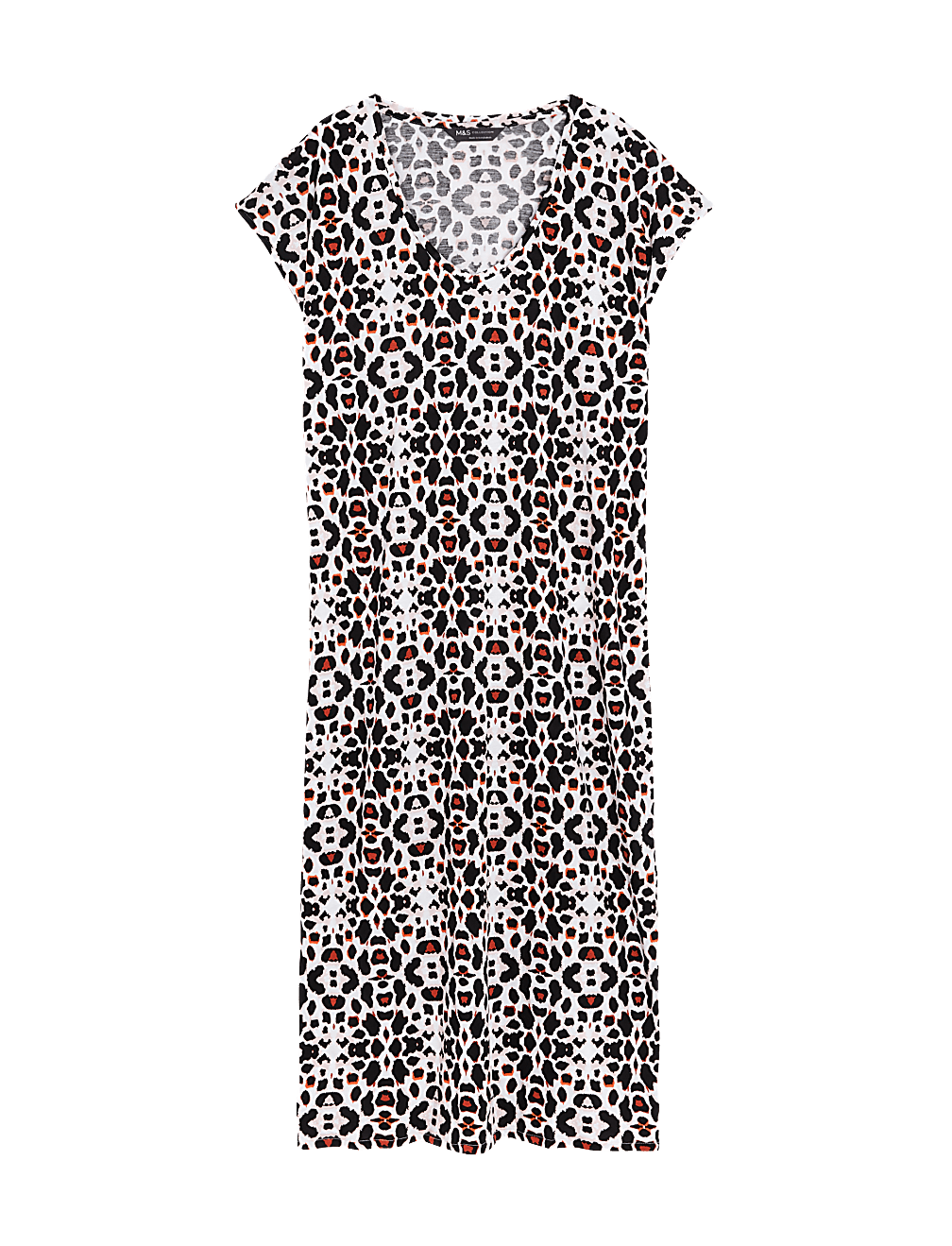 Jersey Printed V-Neck Midi T-Shirt Dress