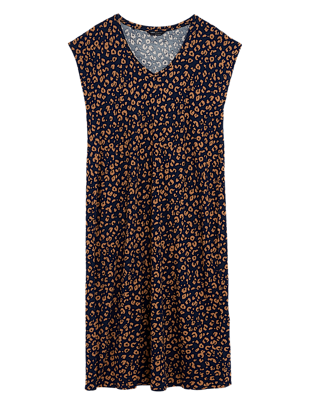 Jersey Printed V-Neck Midi T-Shirt Dress