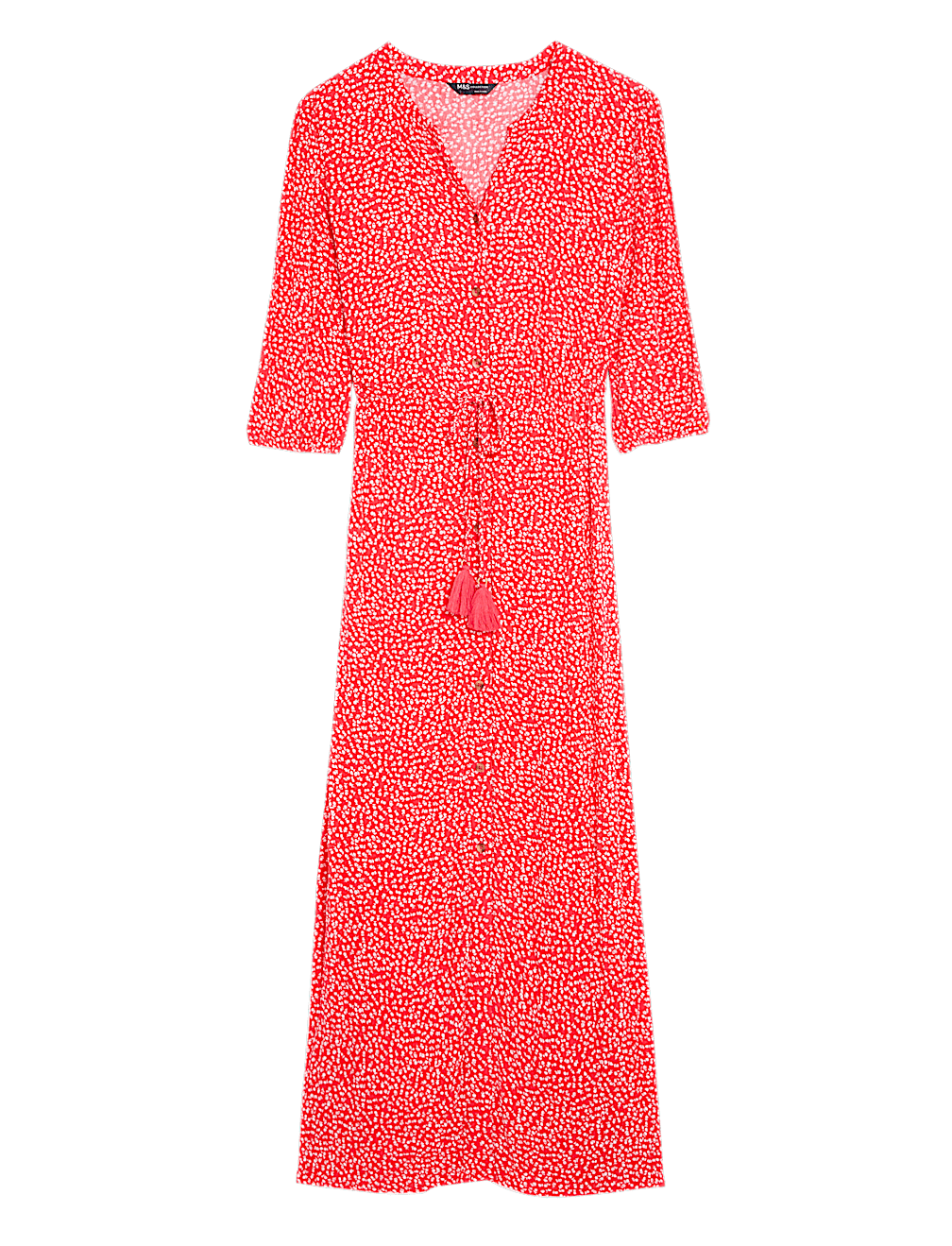 Printed V-Neck Tie Waist Maxi Beach Dress