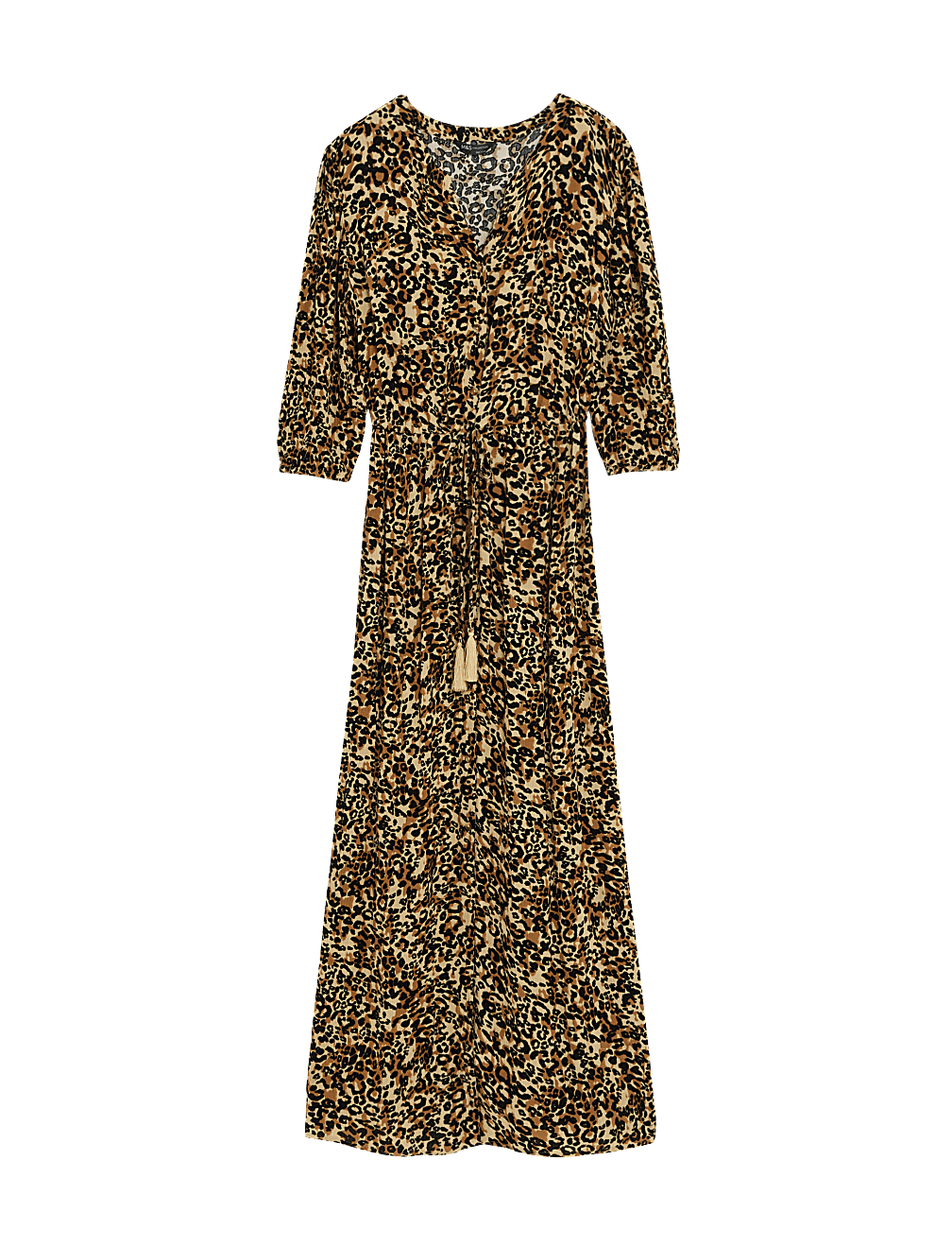 Printed V-Neck Tie Waist Maxi Beach Dress