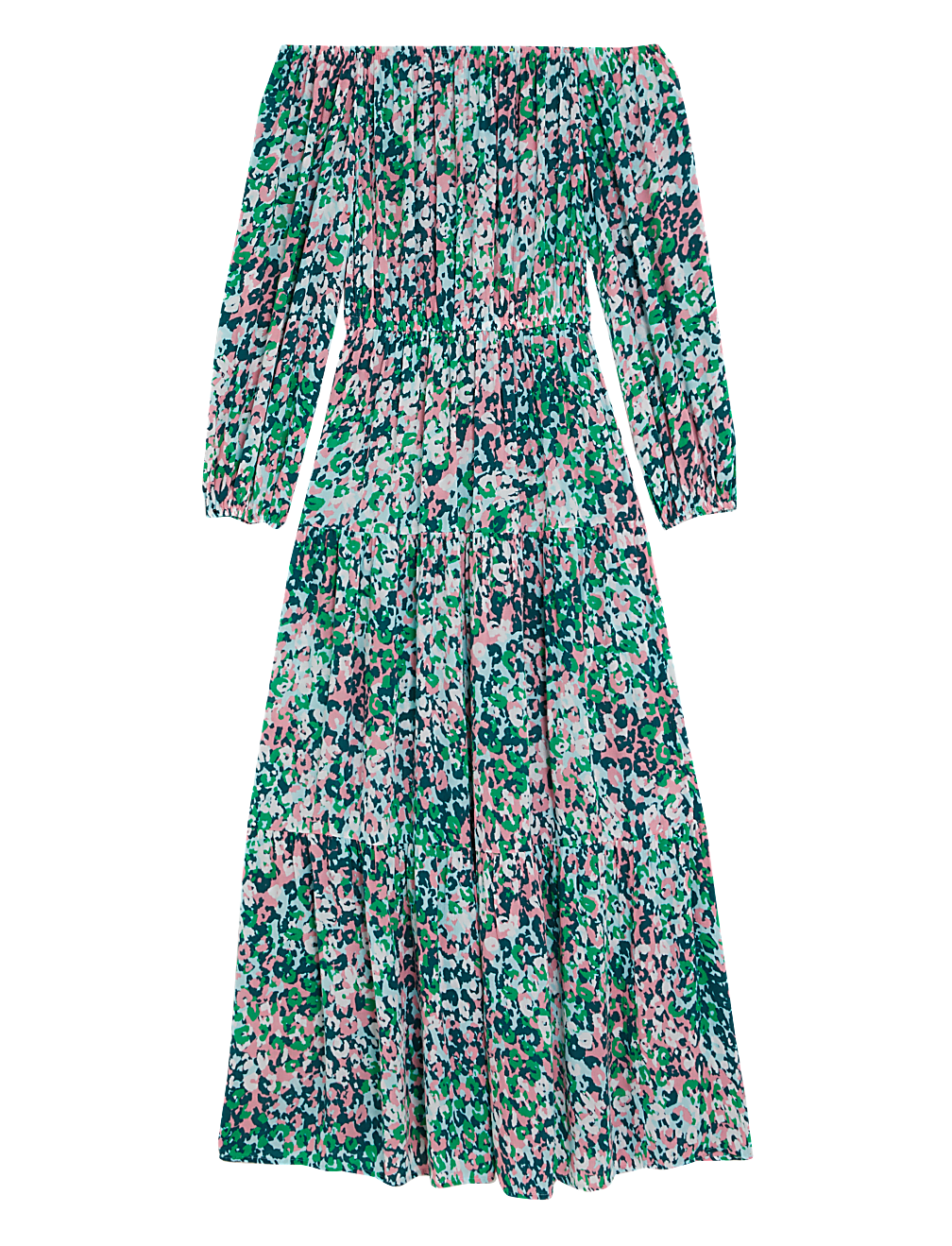 Printed Bardot Midaxi Dress