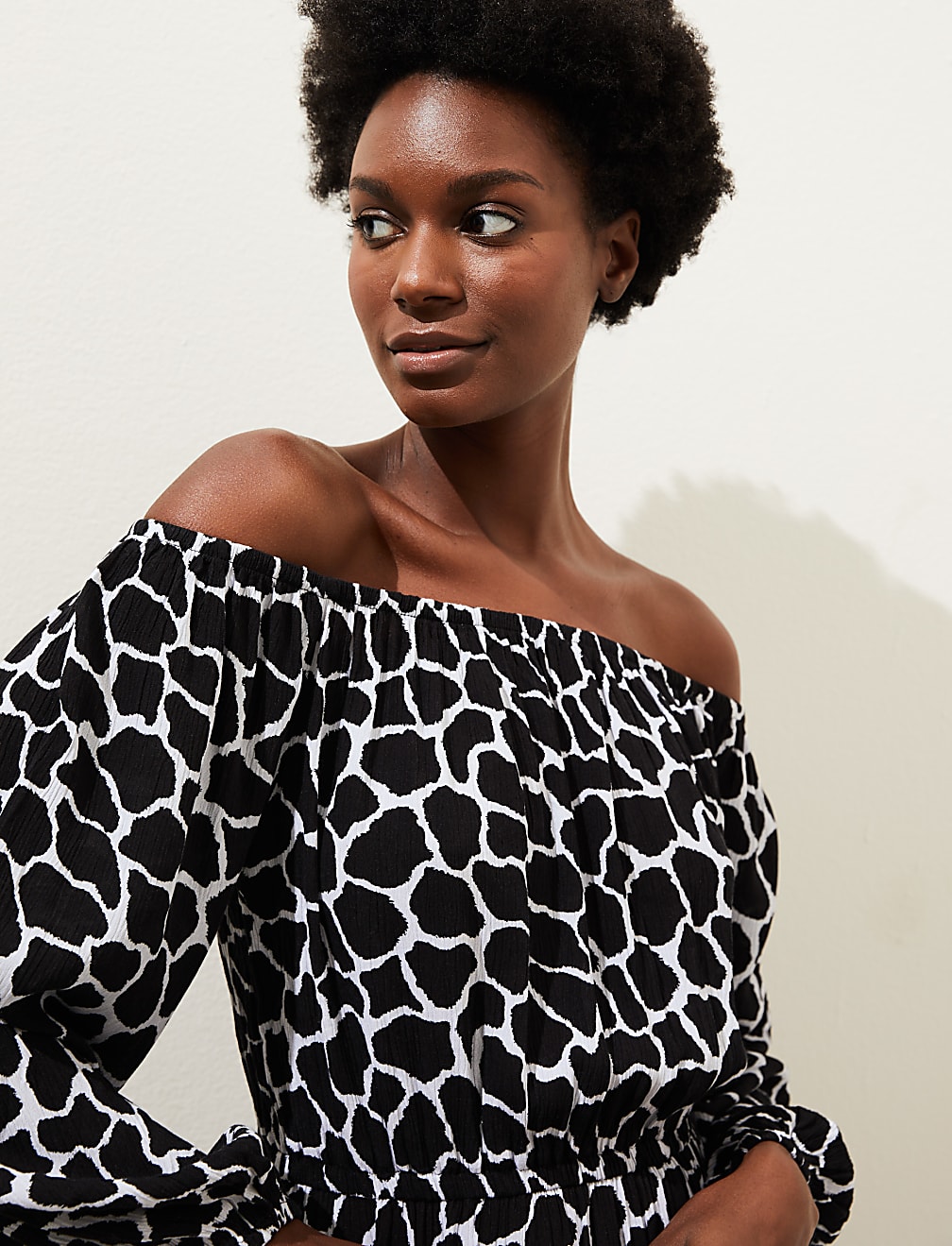 Printed Bardot Midaxi Dress
