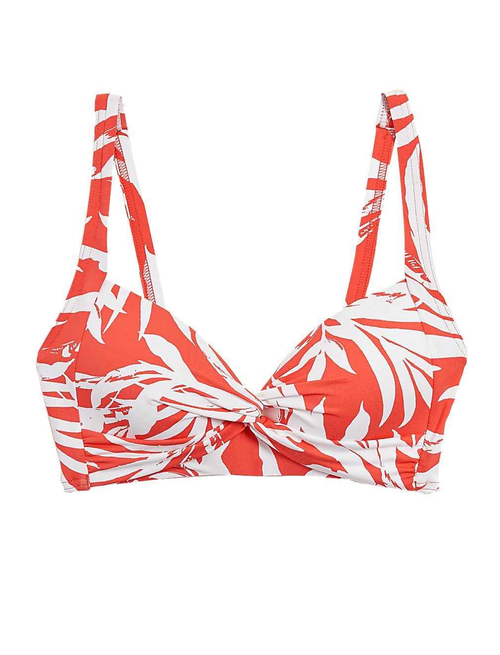 Leaf Print Padded Plunge Bikini Top