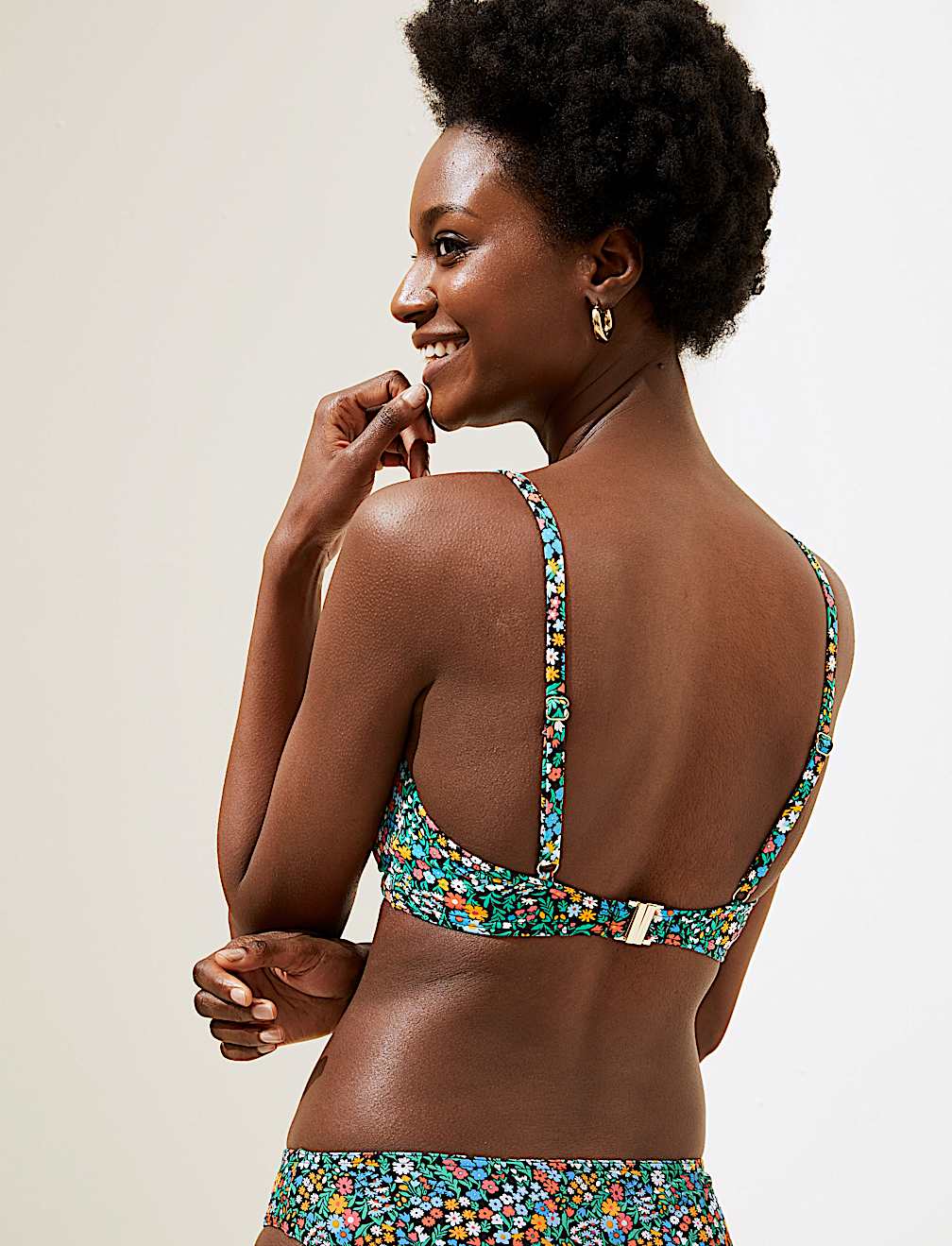 Printed Tie Front Bikini Top