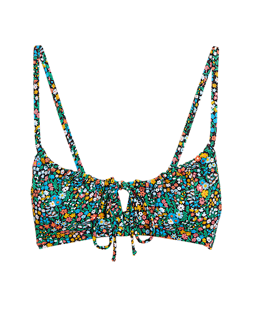 Printed Tie Front Bikini Top