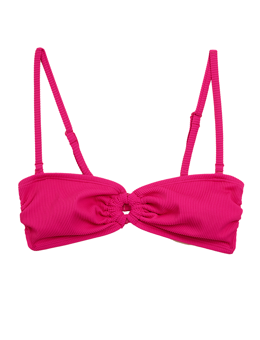 Ribbed Ring Detail Bandeau Bikini Top