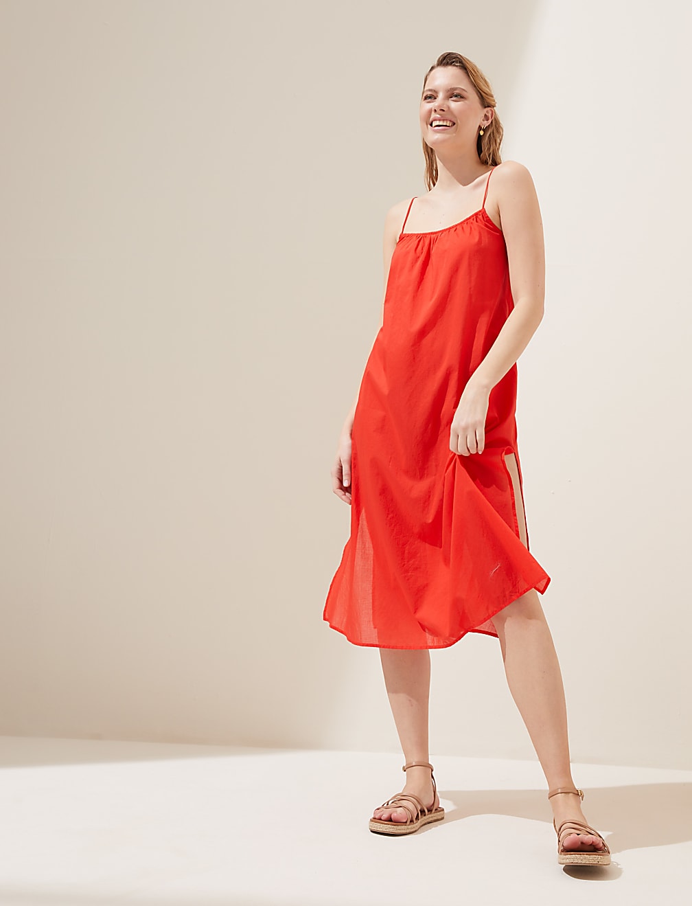 Cotton midi slip dress store