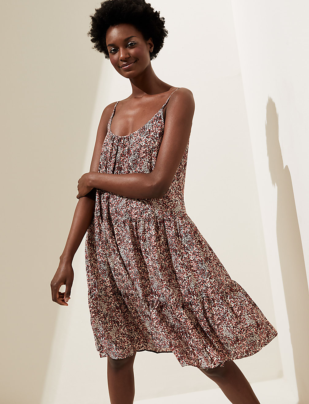 Printed Mini Swing Beach Dress
