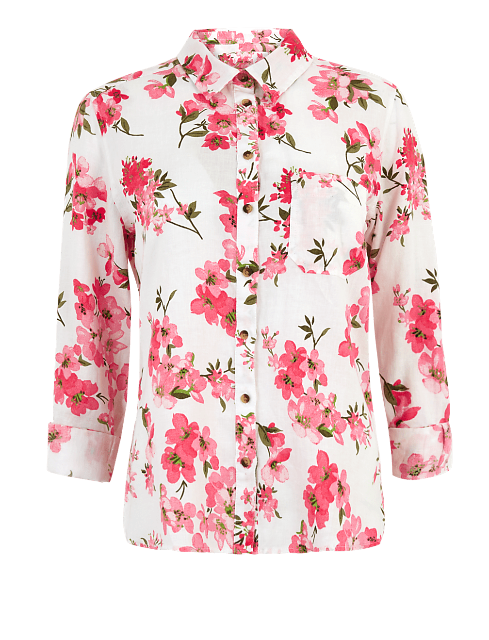 Pure Linen Floral Long Sleeve Shirt